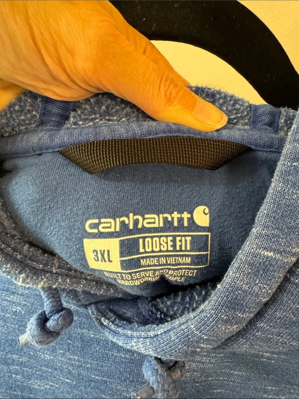 Carhartt Blue Heather Hooded Sweatshirt with Sleeve Logo Size 3XL Loose Fit - Picture 2 of 9